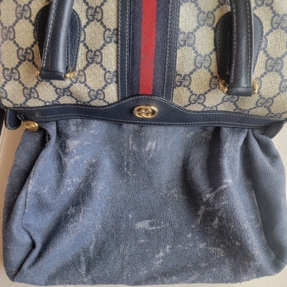 GUCCI VINTAGE BLUE MONGRAM OPHIDIA BOSTON BAG.,AUTHENTIC. - Picture 15 of 17